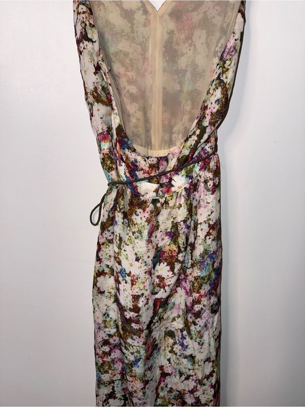 GUESS Los Angeles Floral Halter Maxi Dress Y2K Boho Watercolor Multicolor - Picture 7 of 9